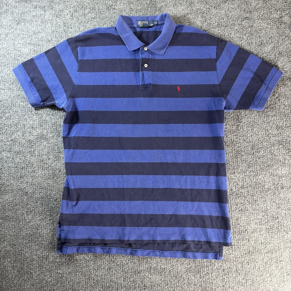 Polo By Ralph Lauren Polo‎ Shirt Mens XLarge Blue Navy Stripe Cotton Knit